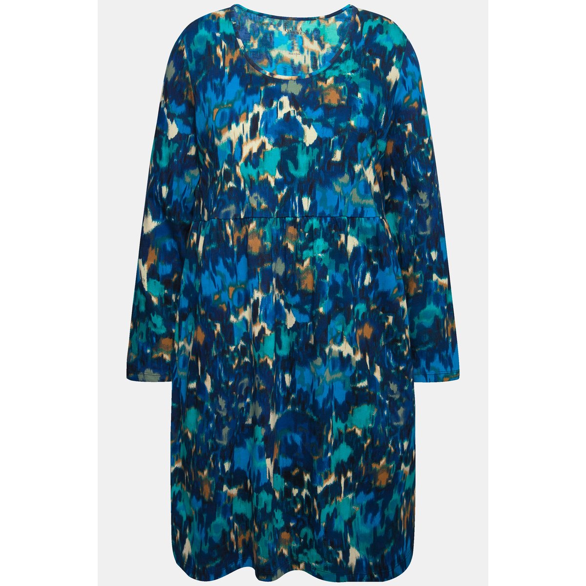 Robe en jersey à col rond et manches longues marine, ULLA POPKEN