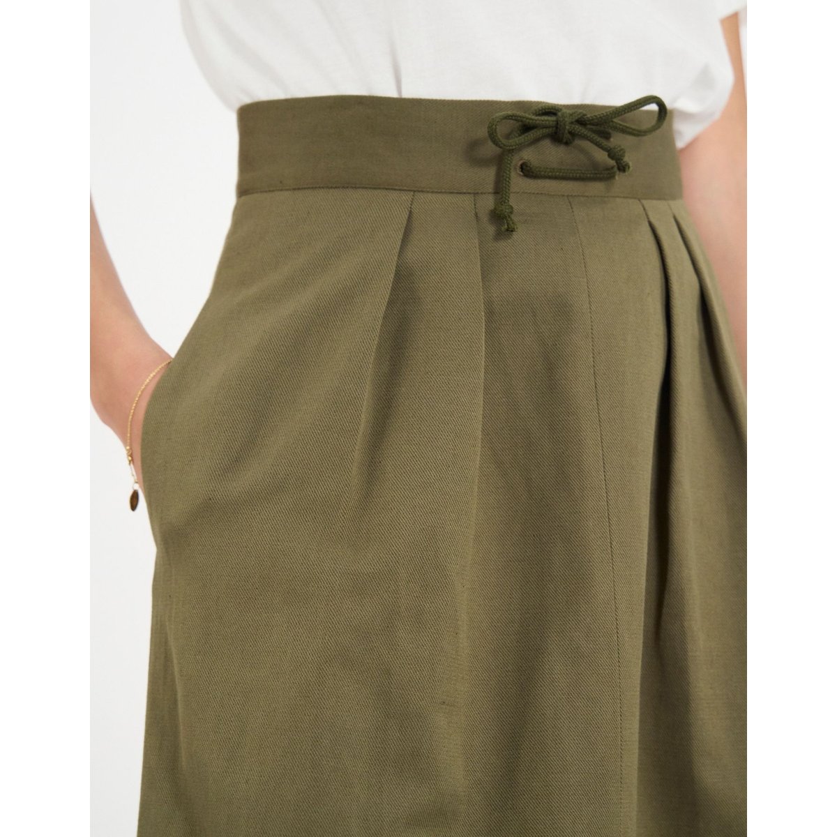Jupe plissée Maud en coton mélangé kaki khaki, INES DE LA FRESSANGE PARIS