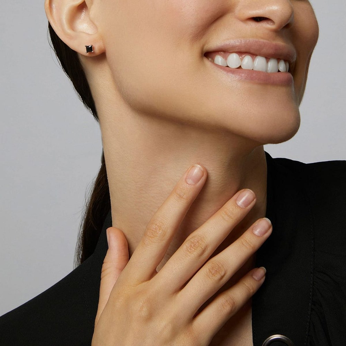 Boucles d'oreilles en Argent/oxyde de zirconium De Zirconium et Oxyde de zirconium argent et noir, CLEOR