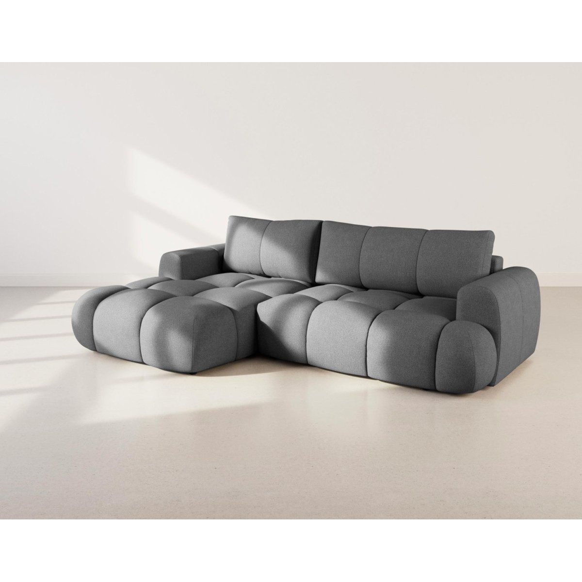 Canapé d'angle gauche 4 places convertible, YULIN gris, BEST MOBILIER