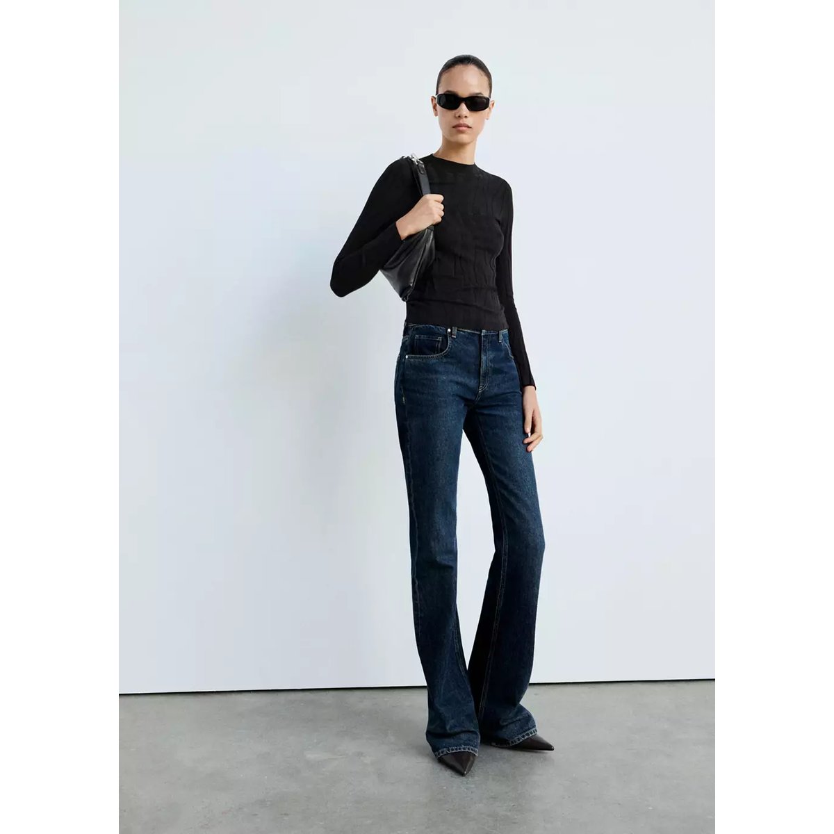 Pull ajusté texturé noir, MANGO