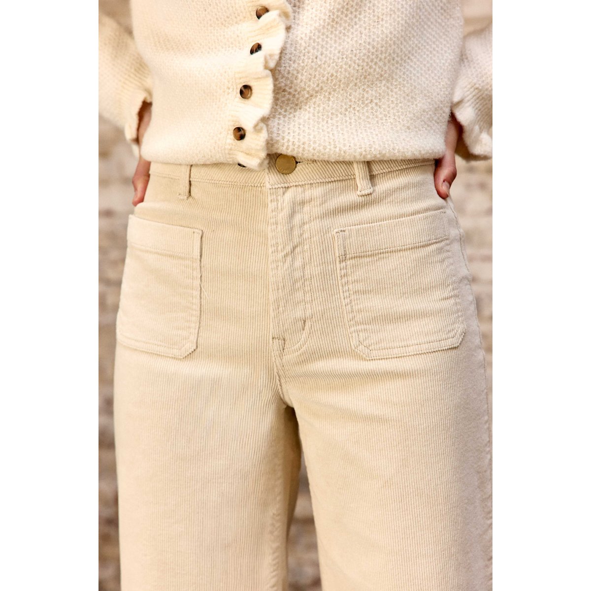Pantalon loose, large uni ATLANTY 11-ecru, LA PETITE ETOILE