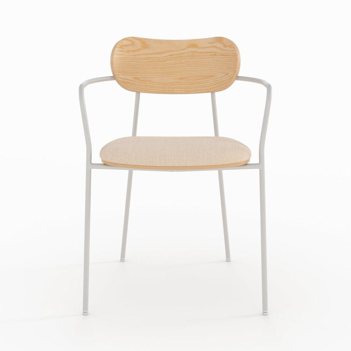 Lot de 2 chaises en tissu et placage en bois - MARINE beige, MAISON PAVANE