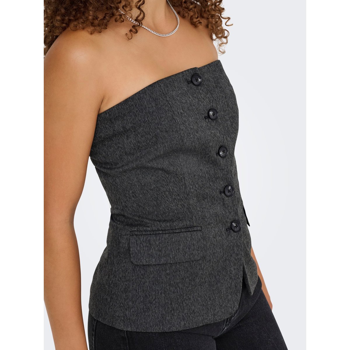 Top Bandeau dark grey melange, ONLY