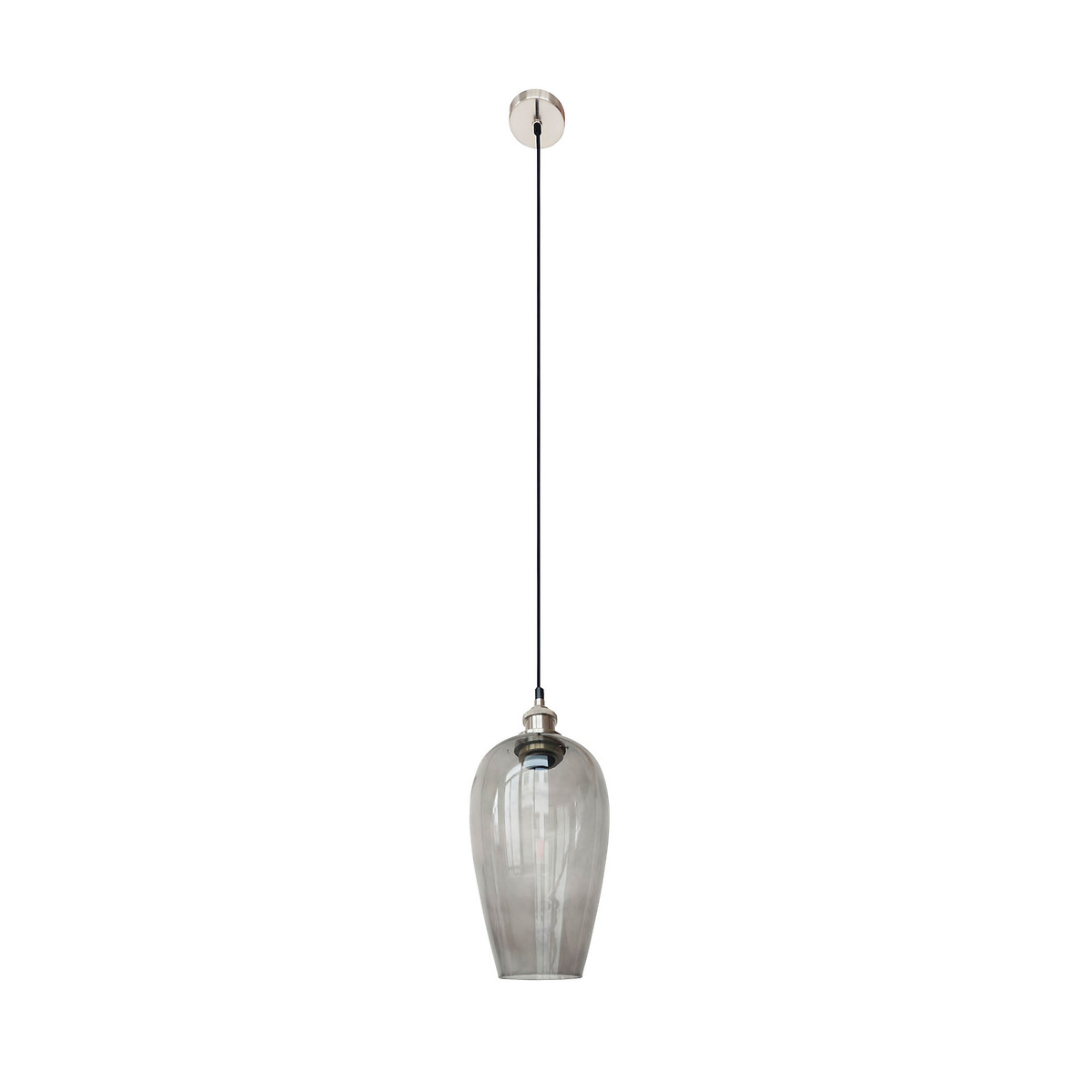 Cleo Glass Tulip Pendant Light in Antique Silver smoky glass, SO'HOME
