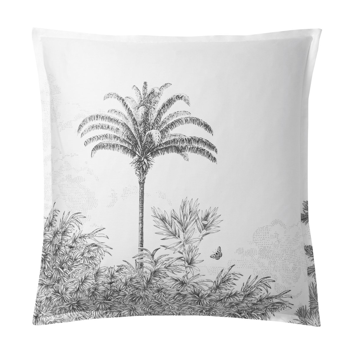 Taie d'oreiller imprimée en satin de coton bio, AMAZONE blanc, ALEXANDRE TURPAULT