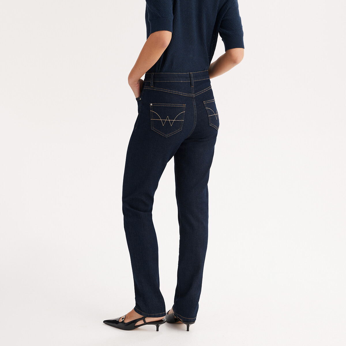 Jean droit 5 poches, taille standard bleu brut, ANNE WEYBURN