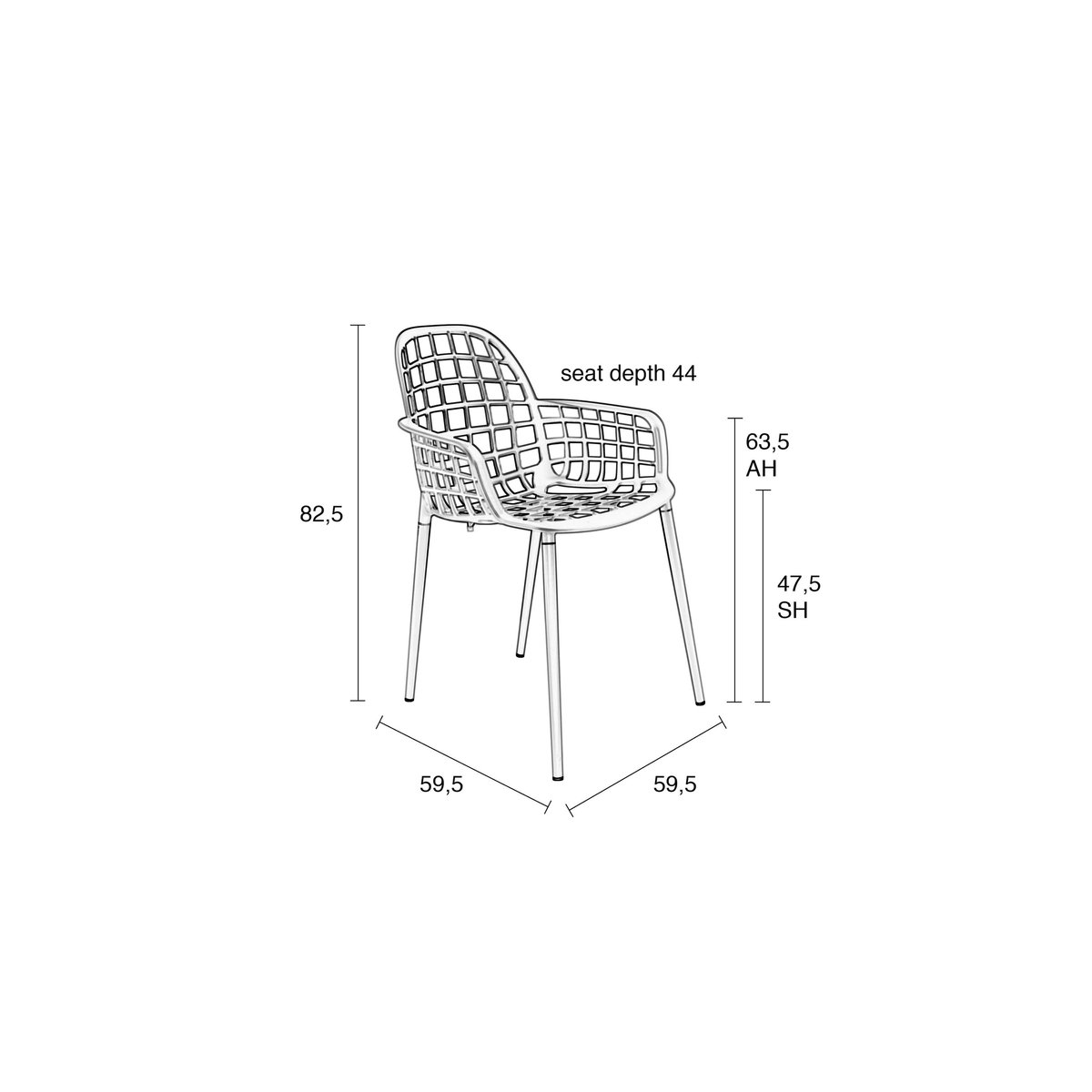 Chaise de jardin empilable en métal (lot de 2), ALBERT KUIP gris, ZUIVER