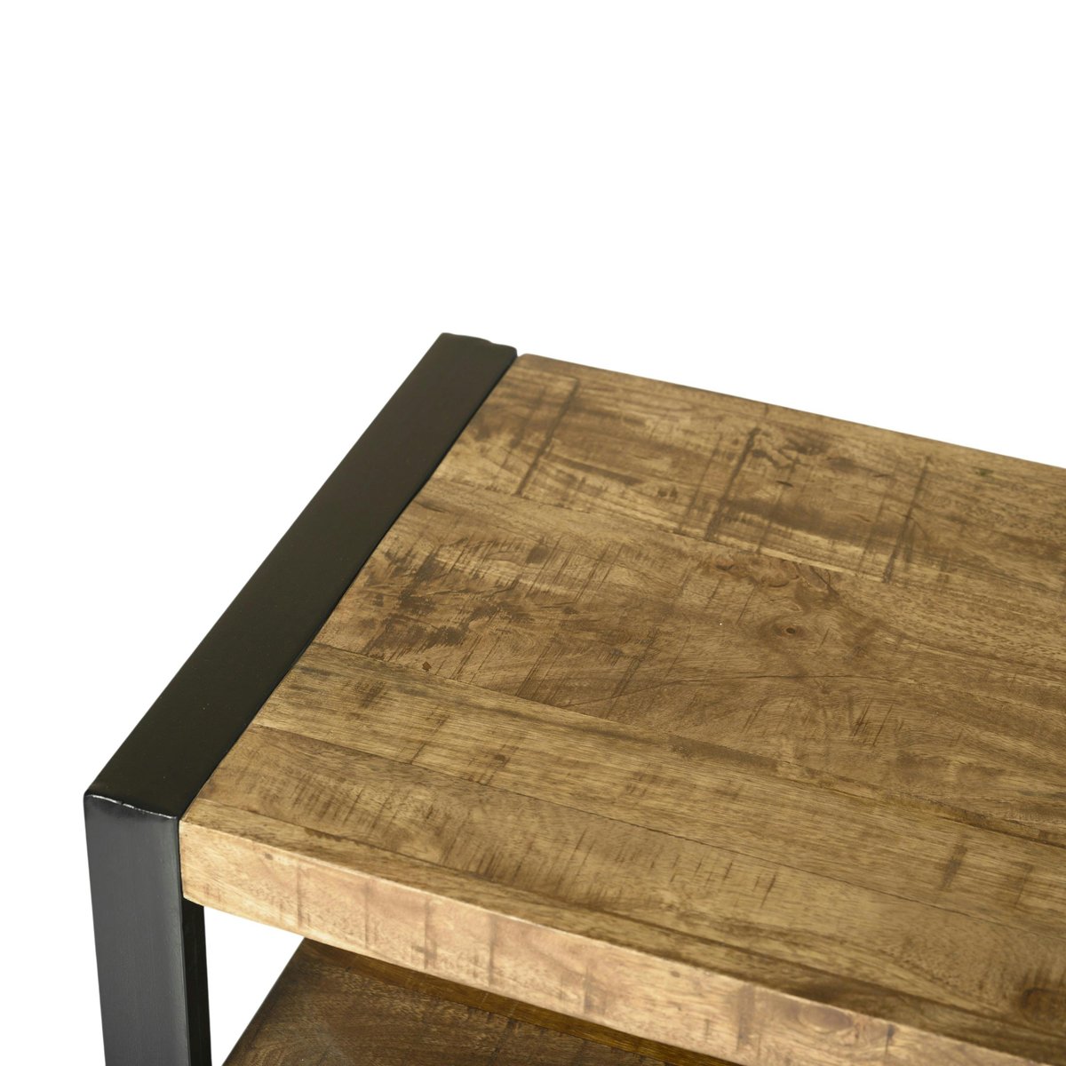 Meuble TV bois métal à double plateau KARGO bois naturel, PIER IMPORT