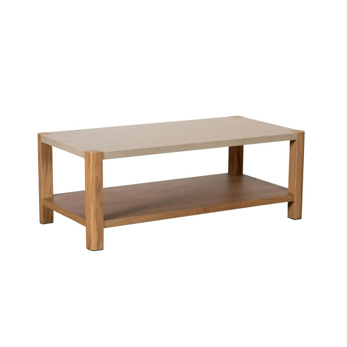 Table basse moderne 2 plateaux TREVI bois naturel, PIER IMPORT