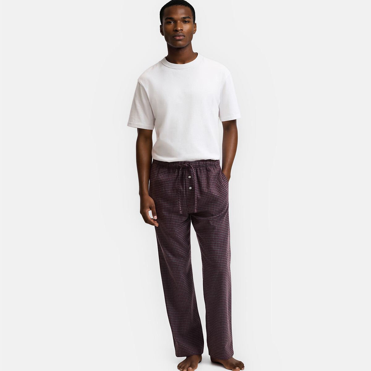 Pantalon de pyjama coton carreaux bordeaux, LA REDOUTE COLLECTIONS