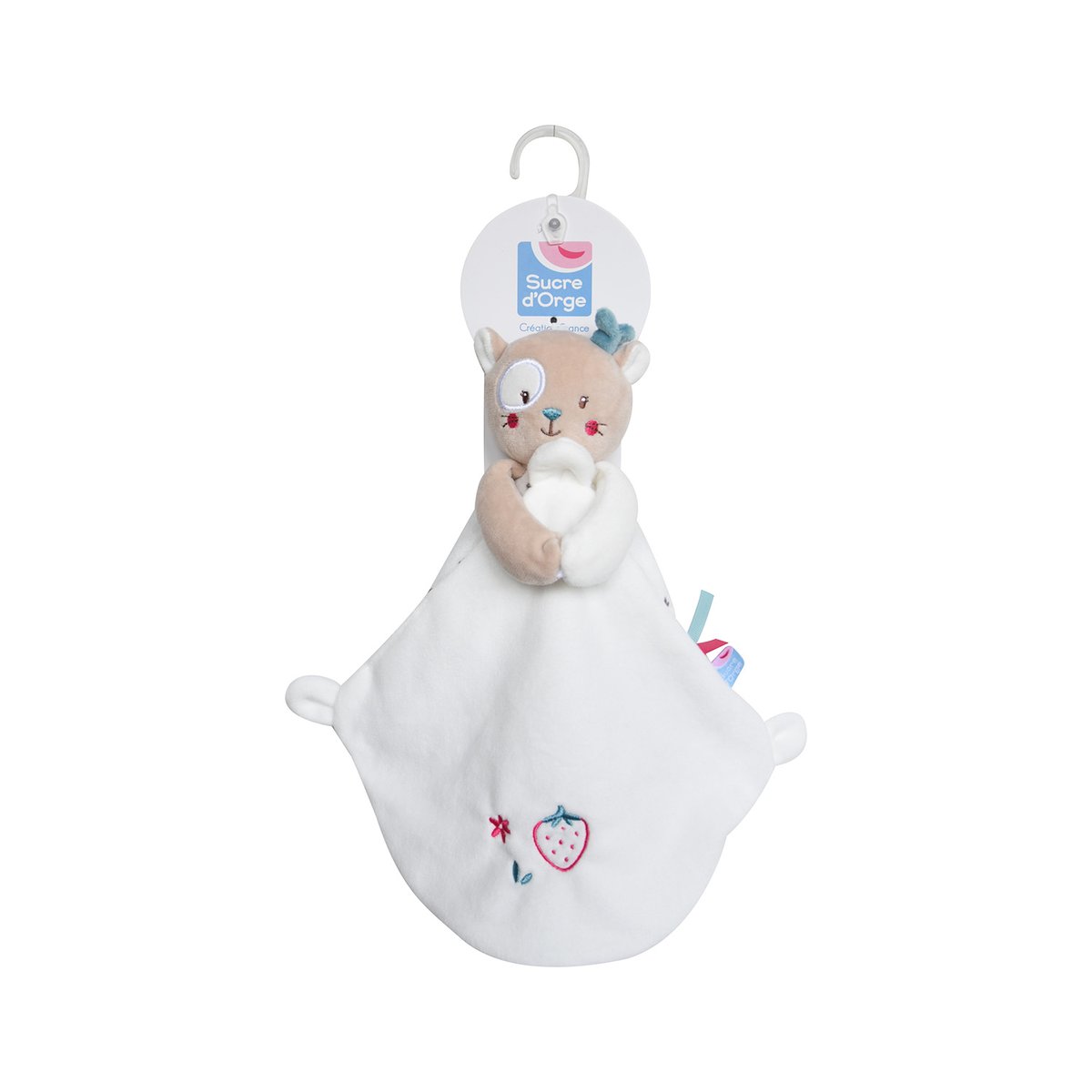 Doudou mouchoir xl chat velours doux beige, SUCRE D'ORGE