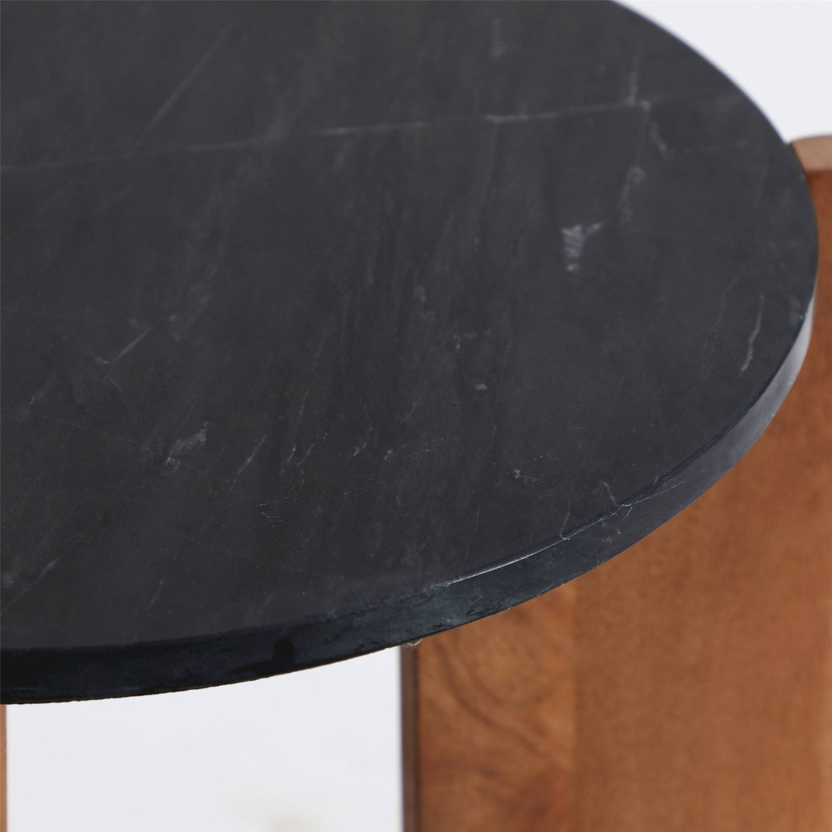 Table d'appoint en marbre et manguier noir veiné et bois marron, RECOLLECTION