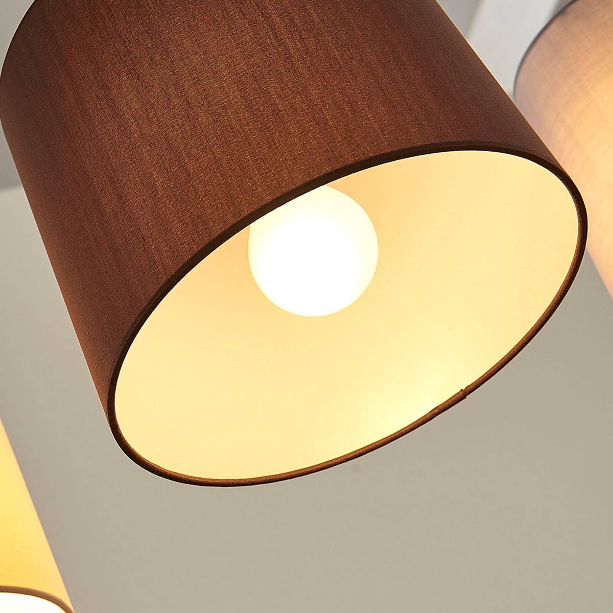 Suspension en textile jeunes, Hermina blanc, marron, gris, beige, noir, nickel satiné, LINDBY