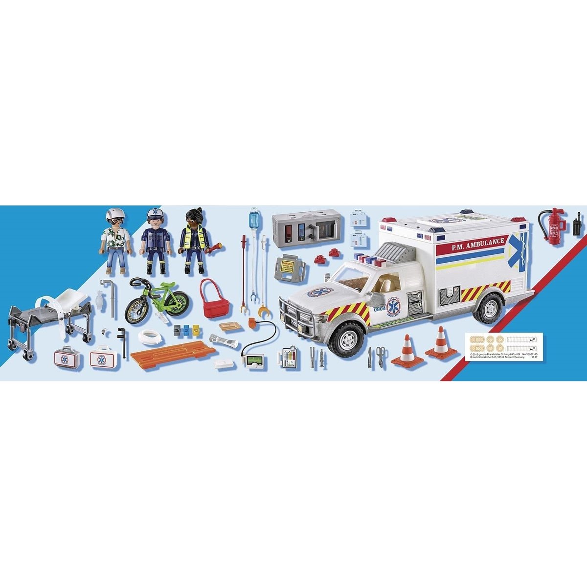 City Action Ambulance avec secouristes et blessé multicolore, PLAYMOBIL