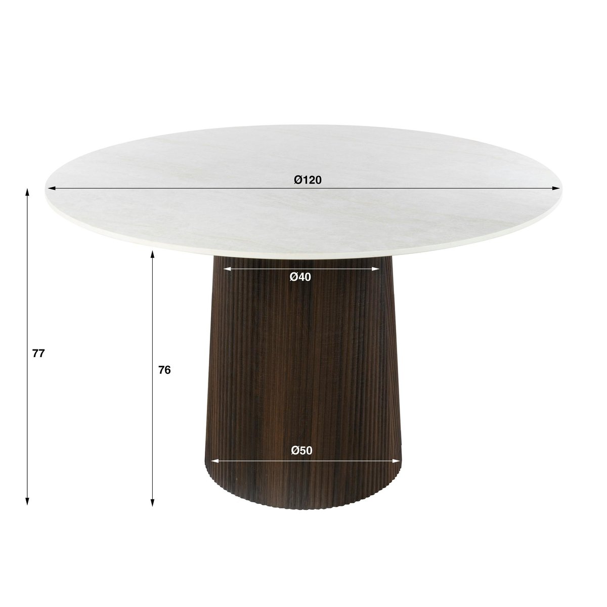 Table à manger ronde vintage en céramique marbrée Ø120 cm MAHAL beige, PIER IMPORT