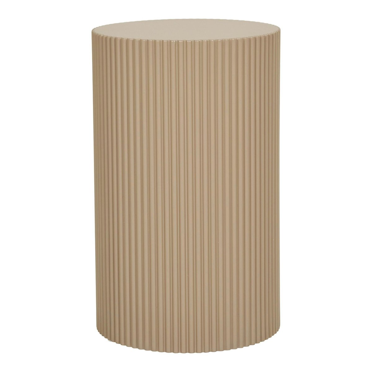 Bout de canapé design - forme ronde striée, beige naturel TRINITE beige, PIER IMPORT