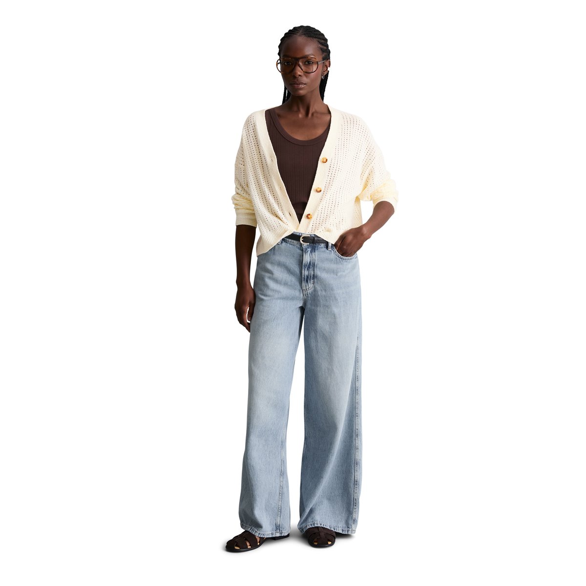 Cardigan relaxed en doux mélange de coton organique nature, MARC O’POLO DENIM