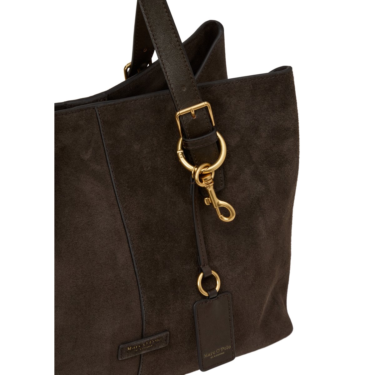 Sac cabas modèle Phillis en cuir de vachette velours souple marron, MARC O'POLO