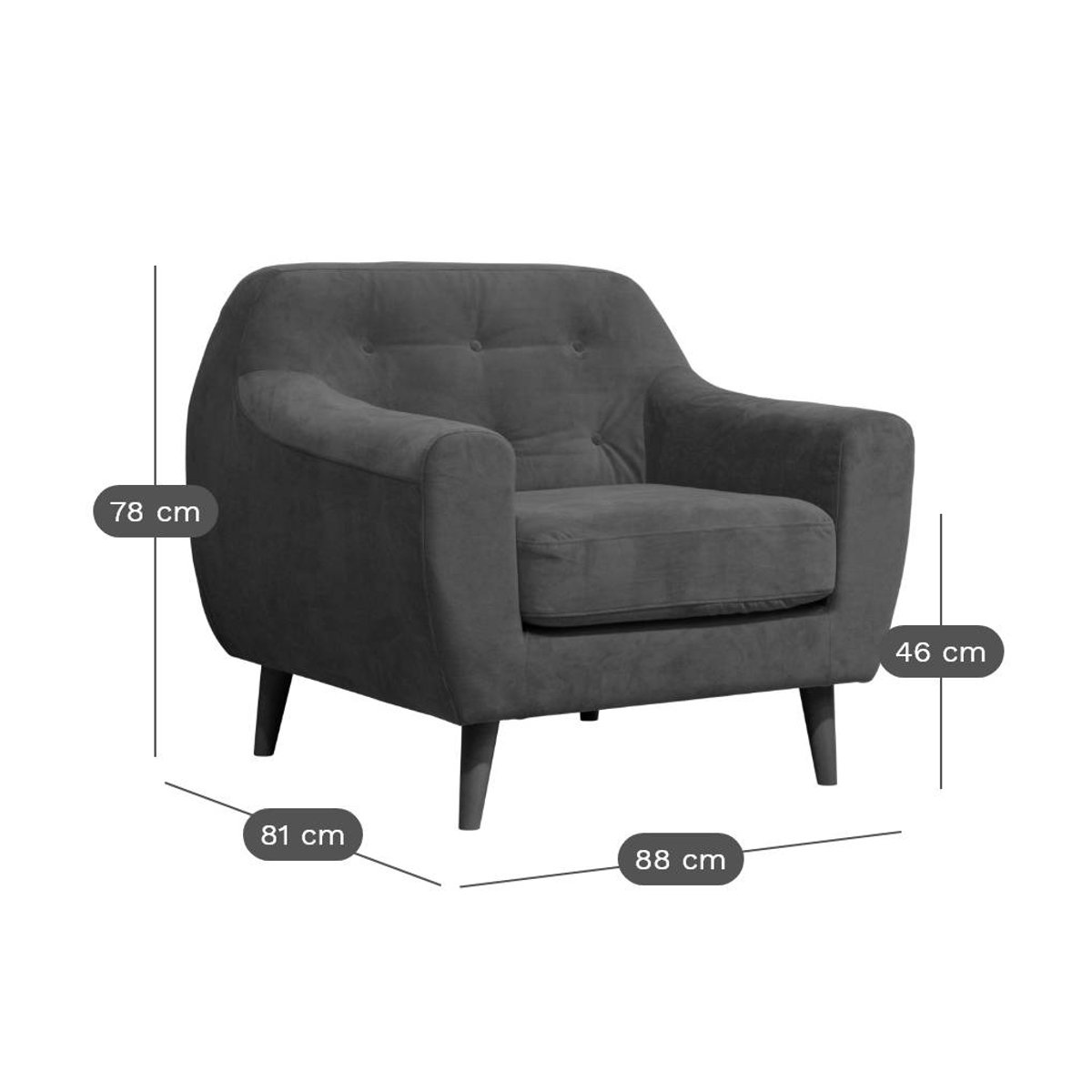 Fauteuil velours - PAIMPOL bleu nuit, CAMIF