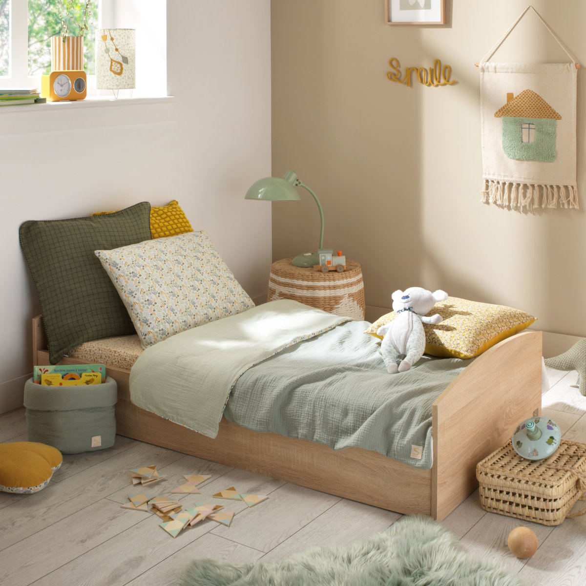 Lit évolutif - Little Big Bed en bois décor chêne doré marron, SAUTHON