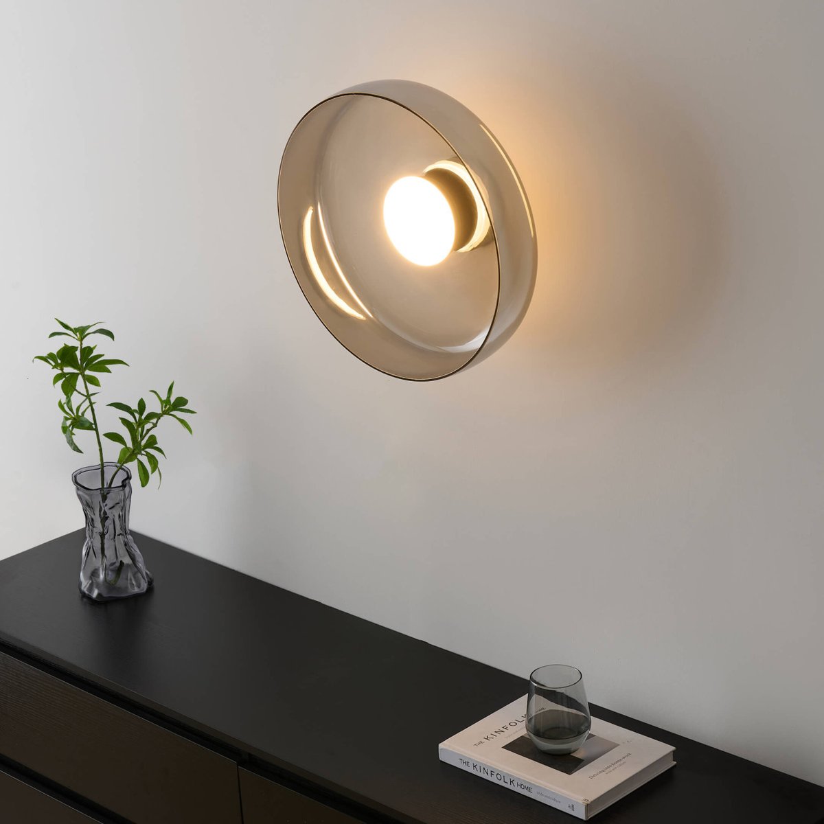 Plafonnier LED en verre fumé - RICCARDO noir et gris fumé, KOSILUM