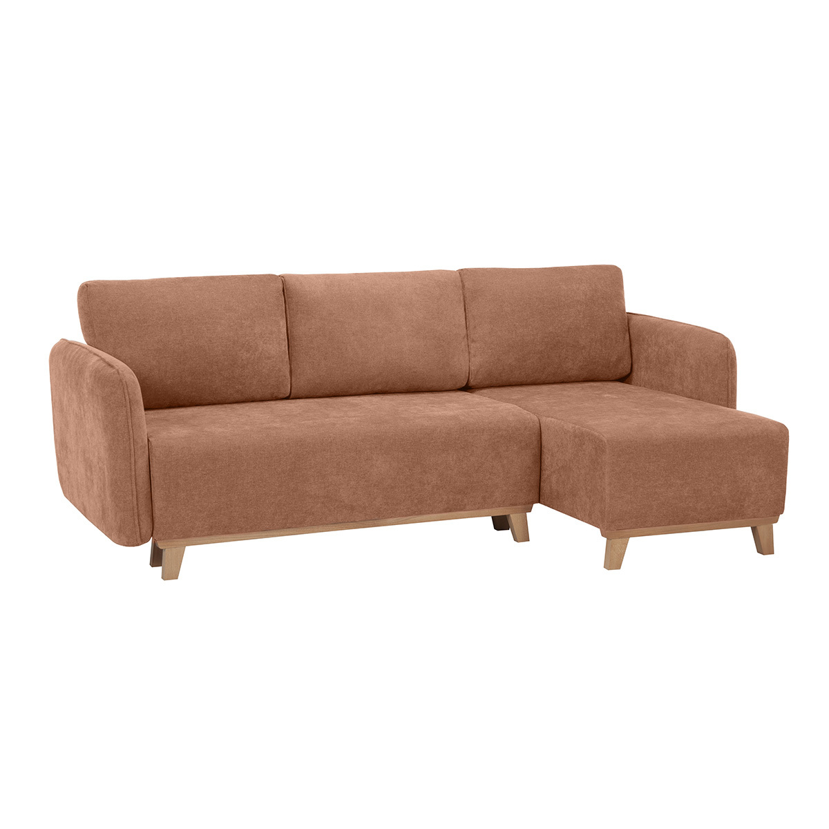 Canapé d'angle convertible et réversible 3-4 places ROMANE terra cotta, MILIBOO