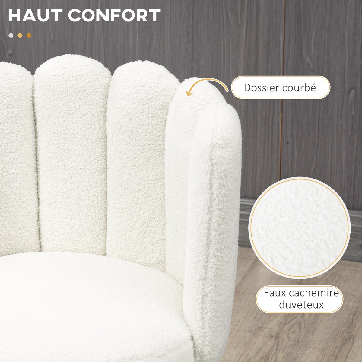 Tabouret de bar Tissu 100% polyester Blanc crème, noir, HOMCOM