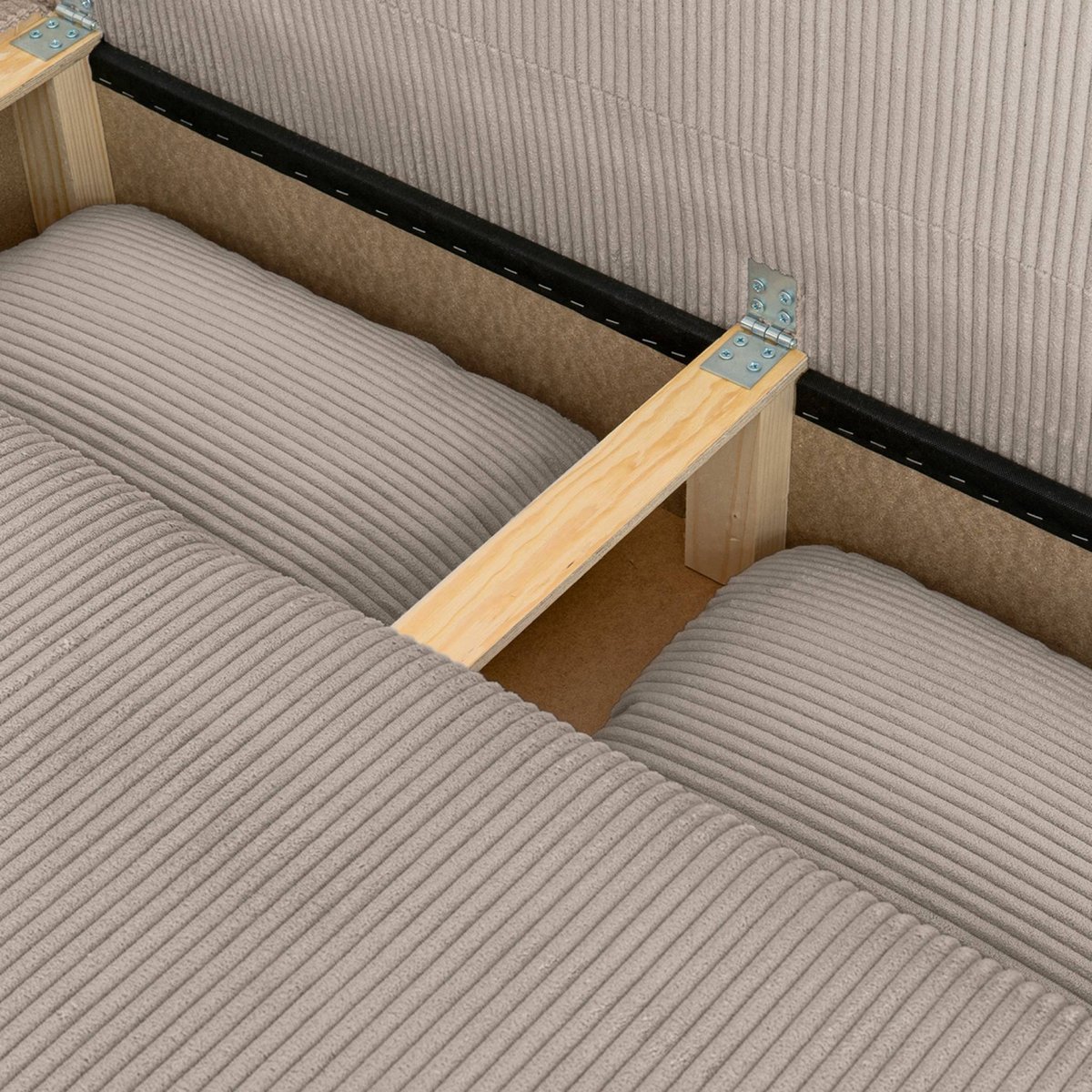 Banquette convertible 3 places velours côtelé avec coffre SELMA anthracite, SWEEEK