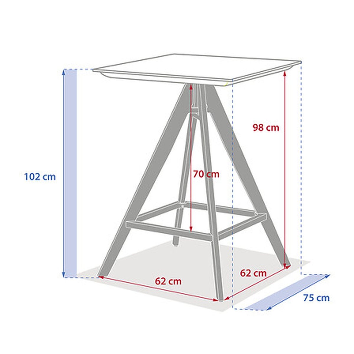 Table de jardin haute en aluminium 2 places TERZANO beige, HESPERIDE