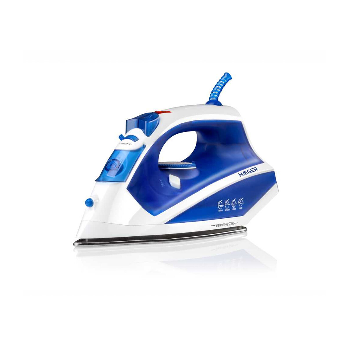 Ferro a vapor Steam River, HAEGER branco/azul, HAEGER