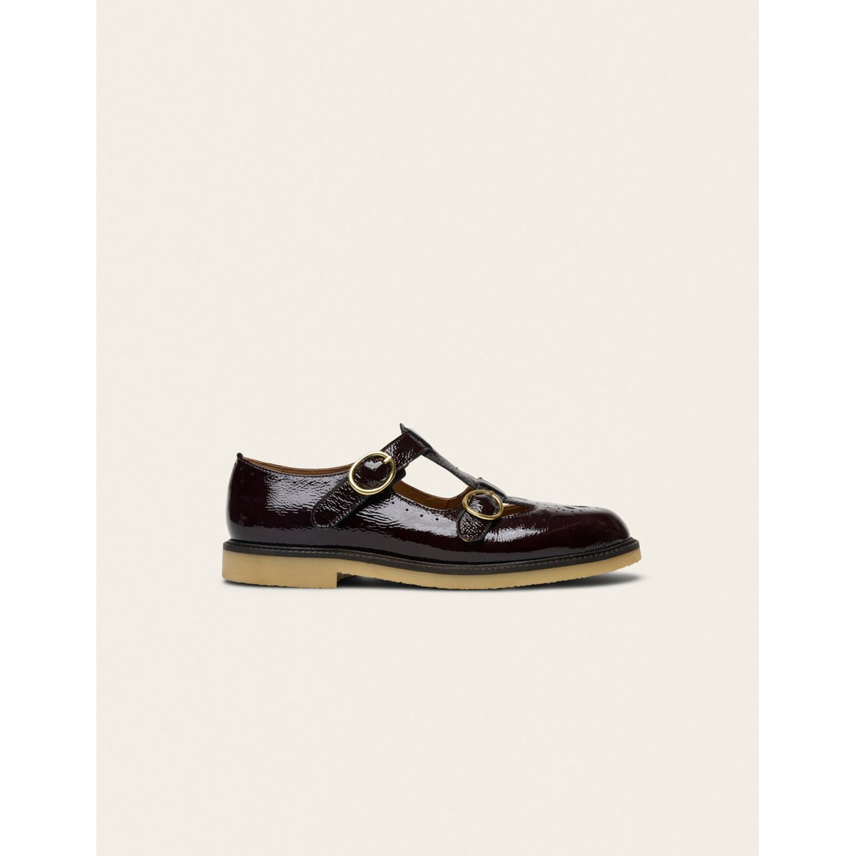 Derbies ZORI cuir plissé verni chocolat, ODAJE