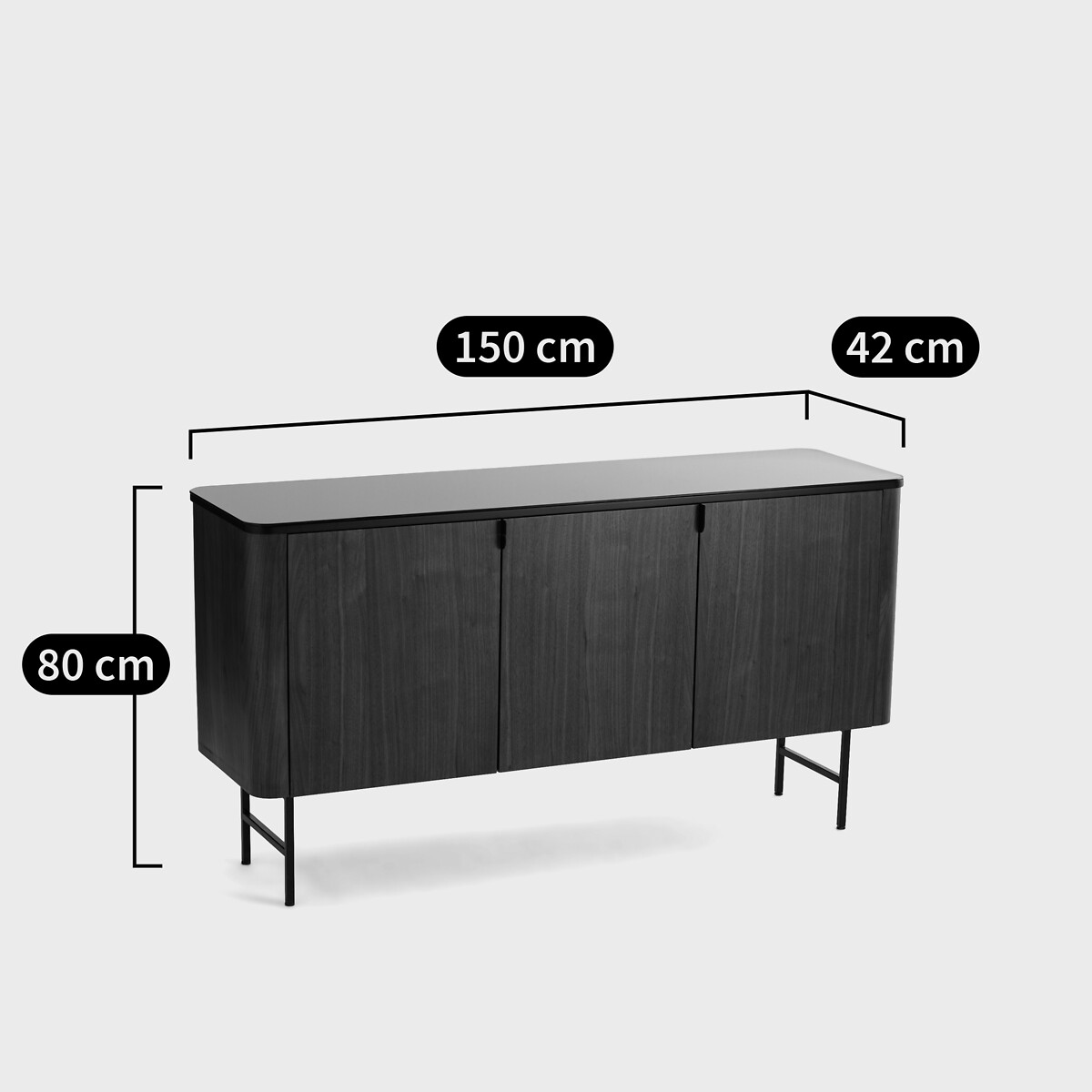 Buffetkast 3 deuren, fineer notenhout, Helina notenhout, LA REDOUTE INTERIEURS