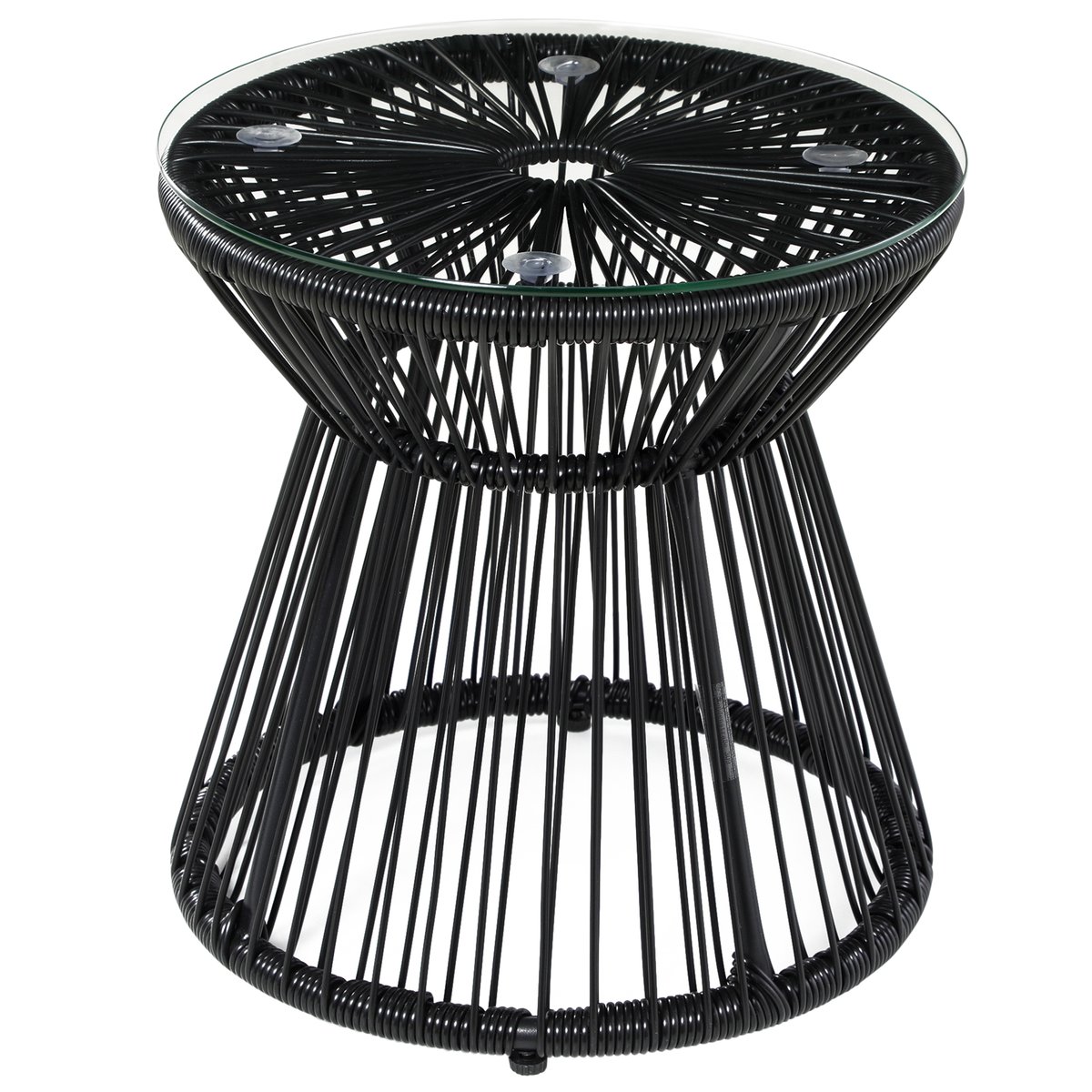 Table d'appoint en rotin Résine tressée noir, OUTSUNNY