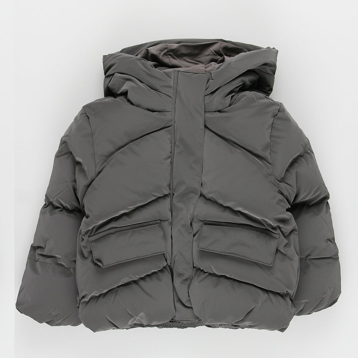 Parka fille en tissu technique à capuche gris, BOBOLI