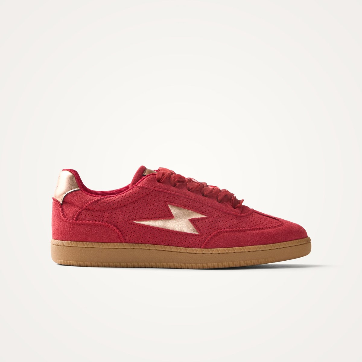 Baskets éclair à scratchs avec semelle retro AURA Emblem rouge, VANESSA WU