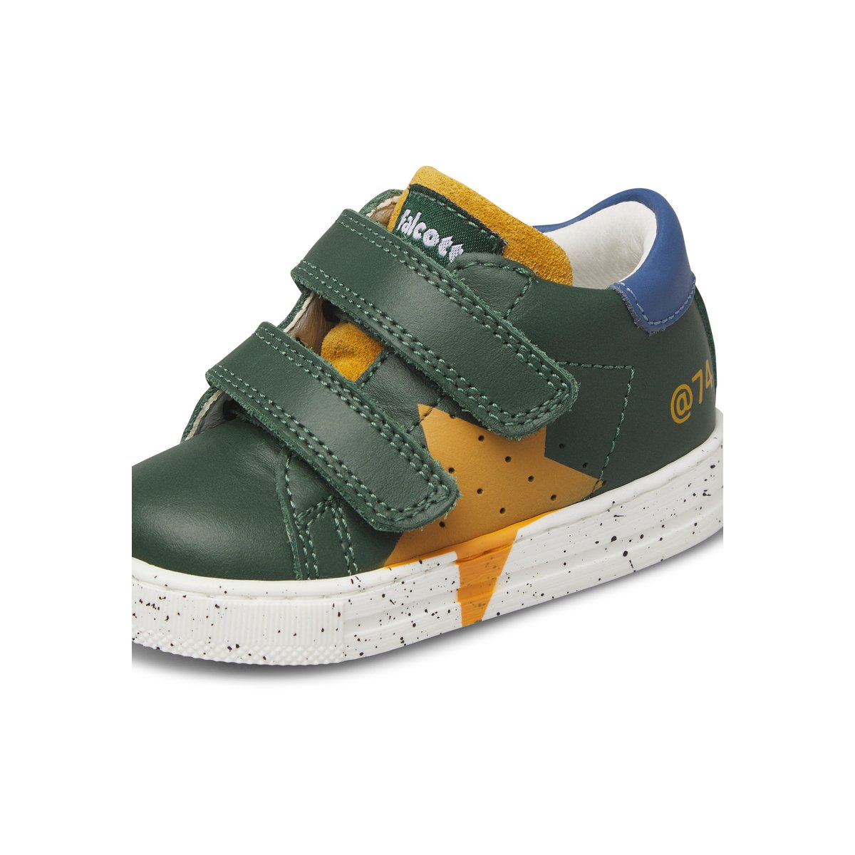 Baskets en cuir et suède SALAZAR 3 VL vert-bleu ciel-citrouille, FALCOTTO