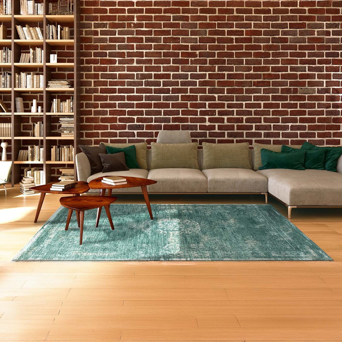 Tapis intérieur/extérieur tissé plat STONY vert, NOVATREND
