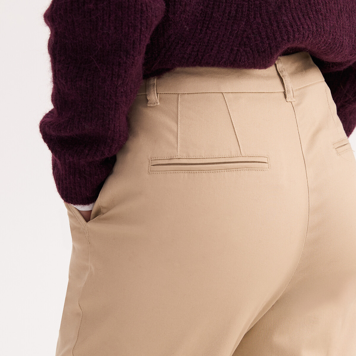 Pantaloni dritti chino, sargia stretch beige sabbia, ANNE WEYBURN