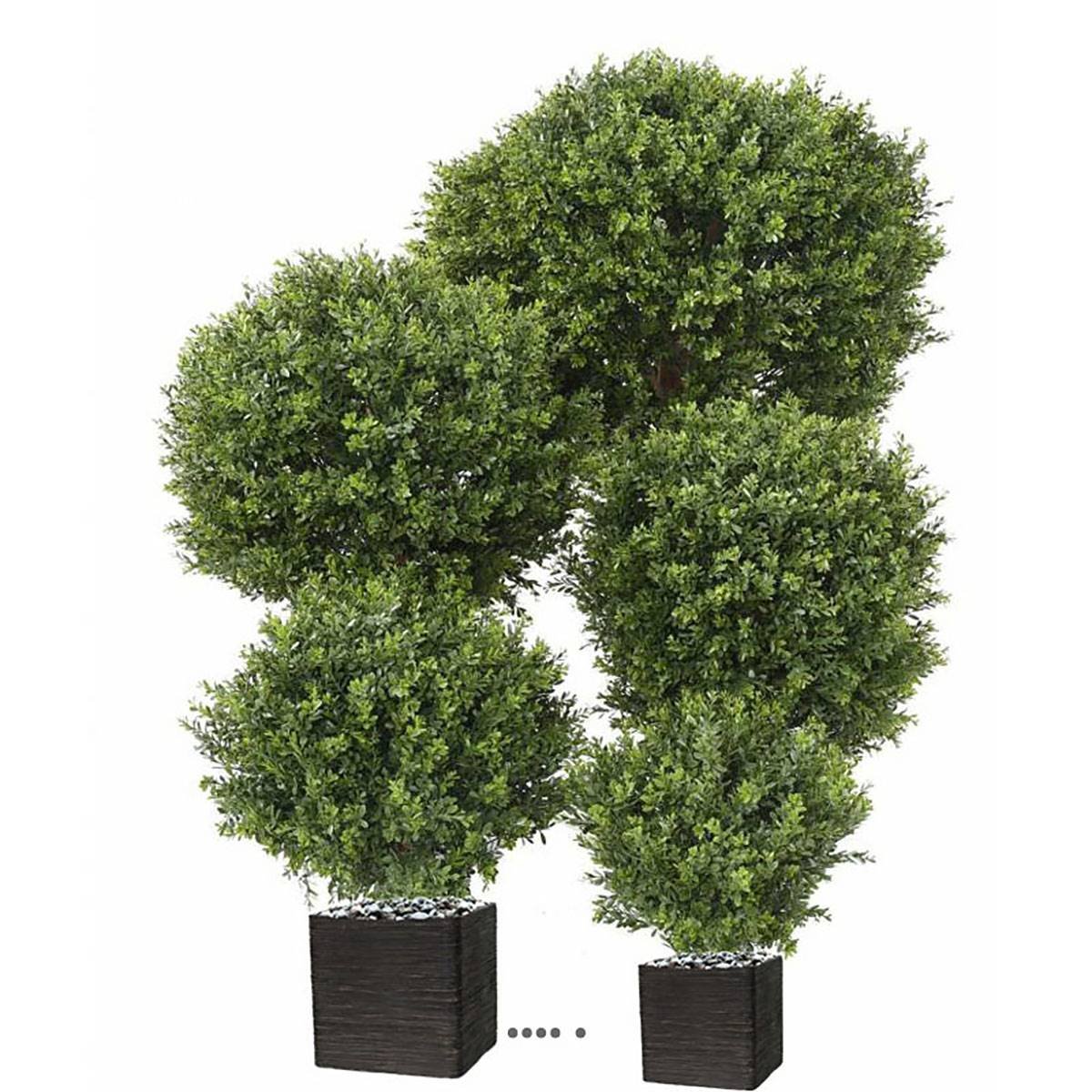 Boule de buis artificiel sur tronc extérieur vert, ARTIFICIELLES