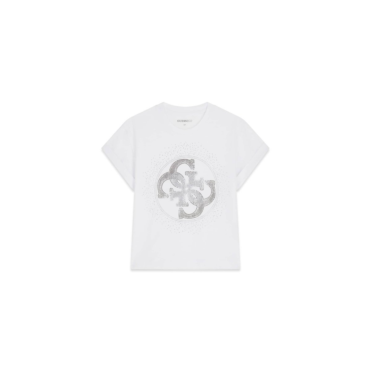 T-Shirt Avec Logo En Strass blanc, GUESS