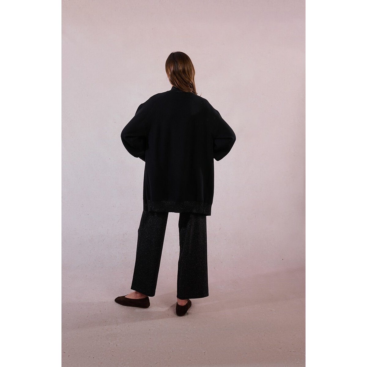 Iridescent Knit Open Cardigan black, MOLLY BRACKEN