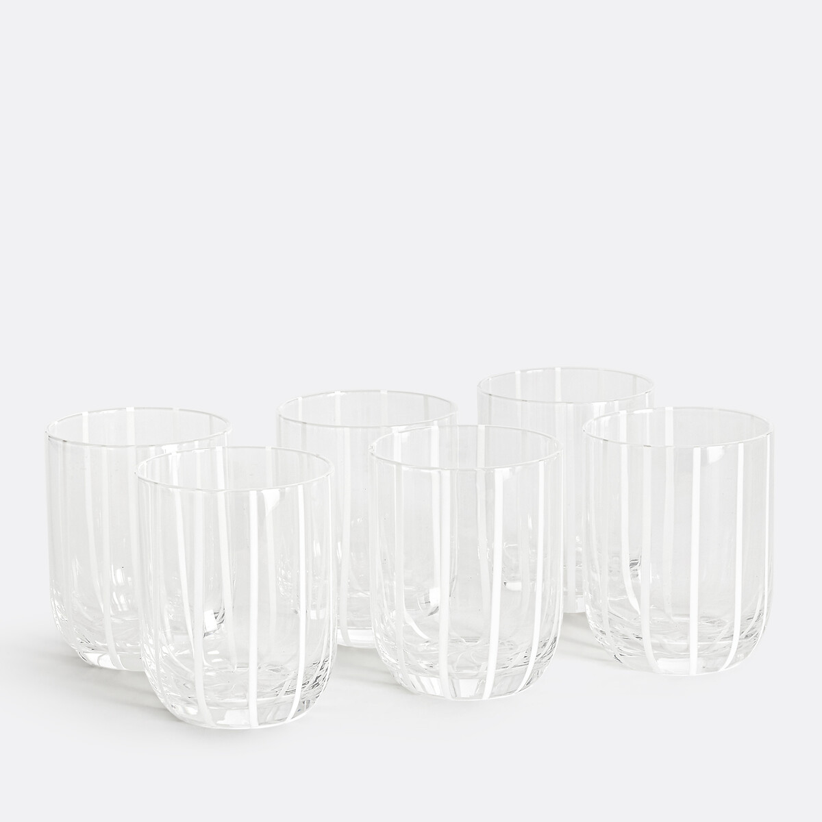 Lot de 6 verres à eau rayés blanc, DELVI transparent/blanc, LA REDOUTE INTERIEURS