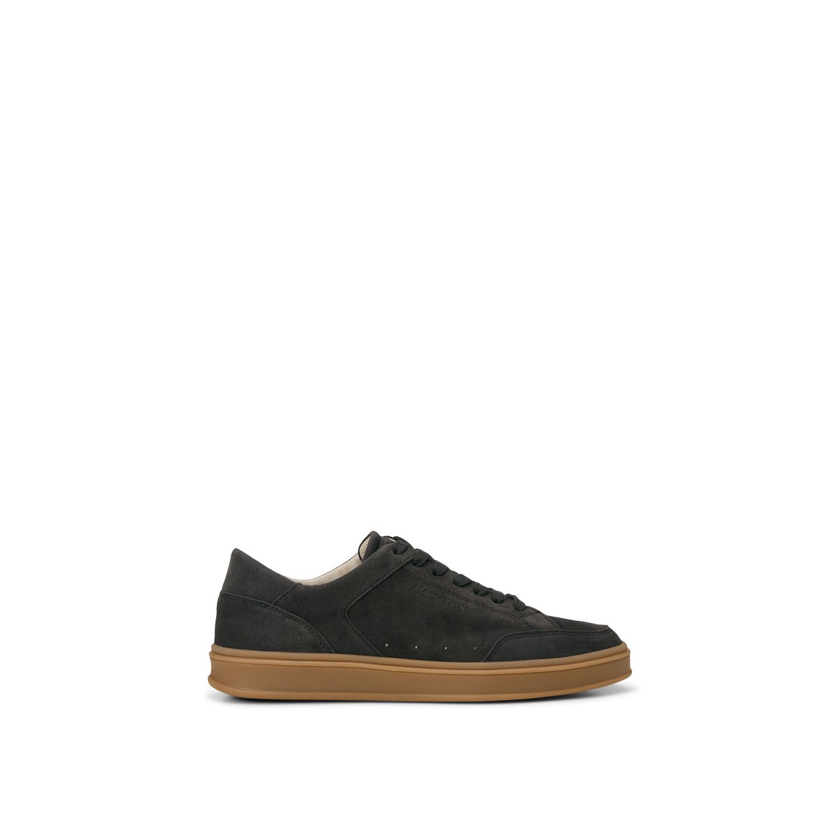 Modèle de baskets Enrique en cuir de vachette velours de grande qualité gris foncé, MARC O'POLO