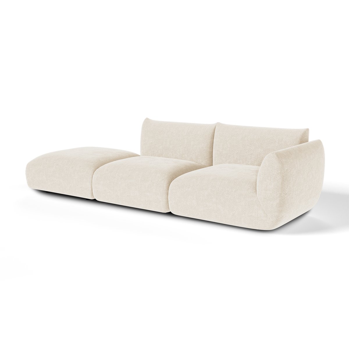 Canapé modulable 5 places en velours chenillé NOOMA crème, SIA HOME