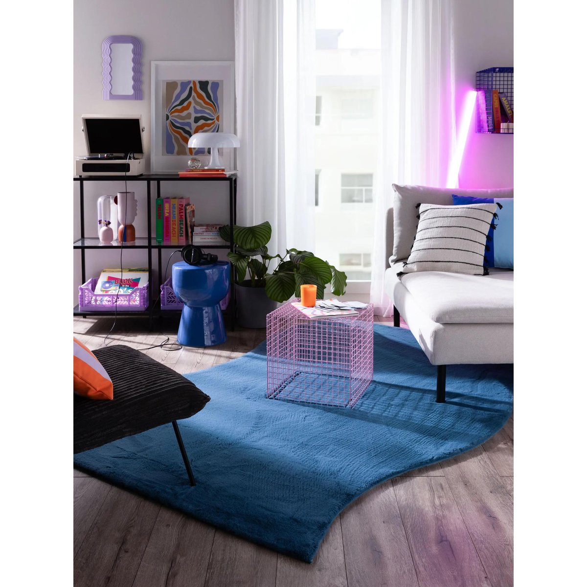 Tapis à poils longs ARLIE bleu, BENUTA