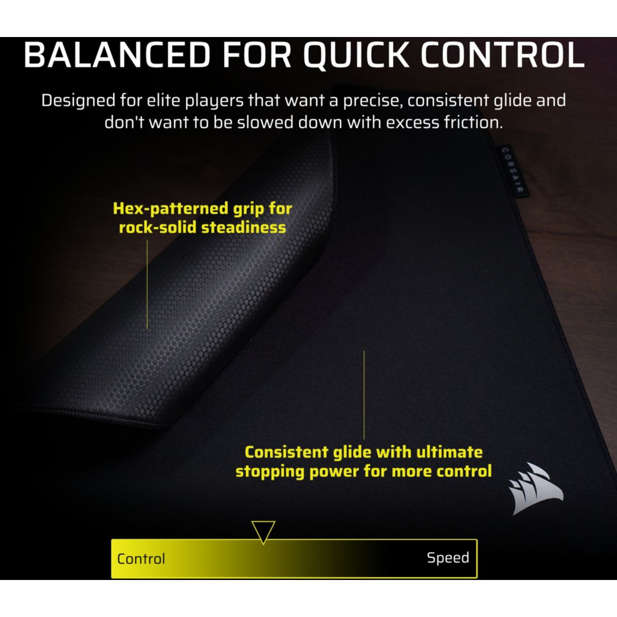 Tapis de souris MMPRO Large Noir couleur unique, CORSAIR