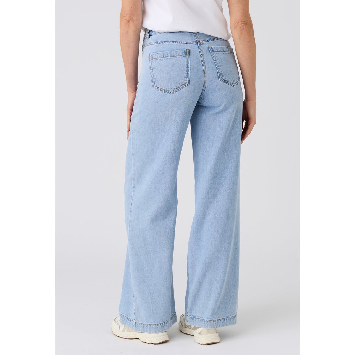 Pantalon large Lyocell Tencel(TM) et coton bleu denim clair, DAMART