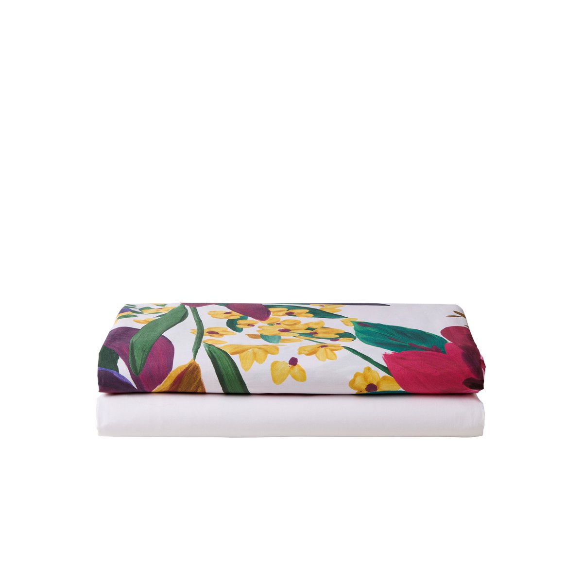 Drap de lit coton SOLARA imprimé, CARRE BLANC