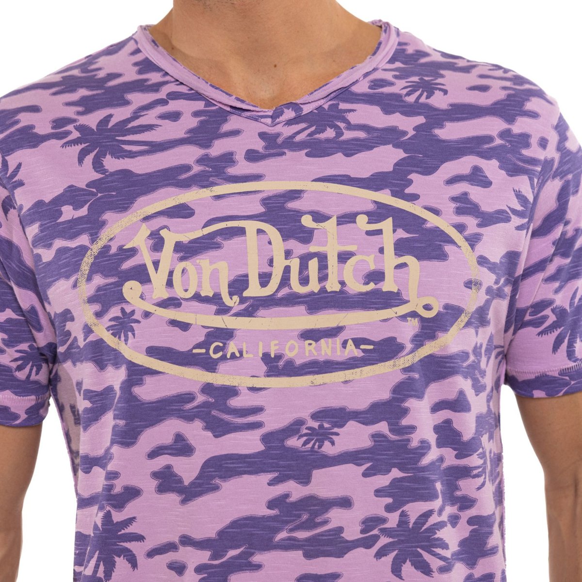 Tee Shirt coton Ron violet/rose/beige, VON DUTCH